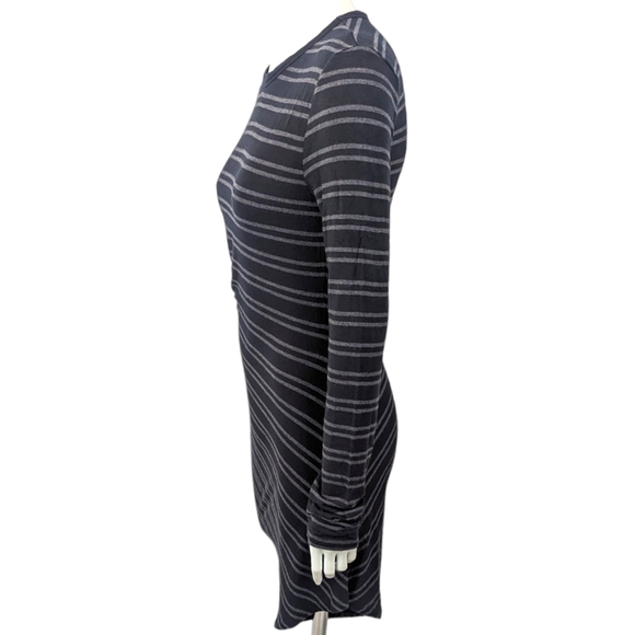 T by Alexander Wang Asymmetrical Stretch Knit Dress Womens Medium Stripe Black - Picture 4 of 8